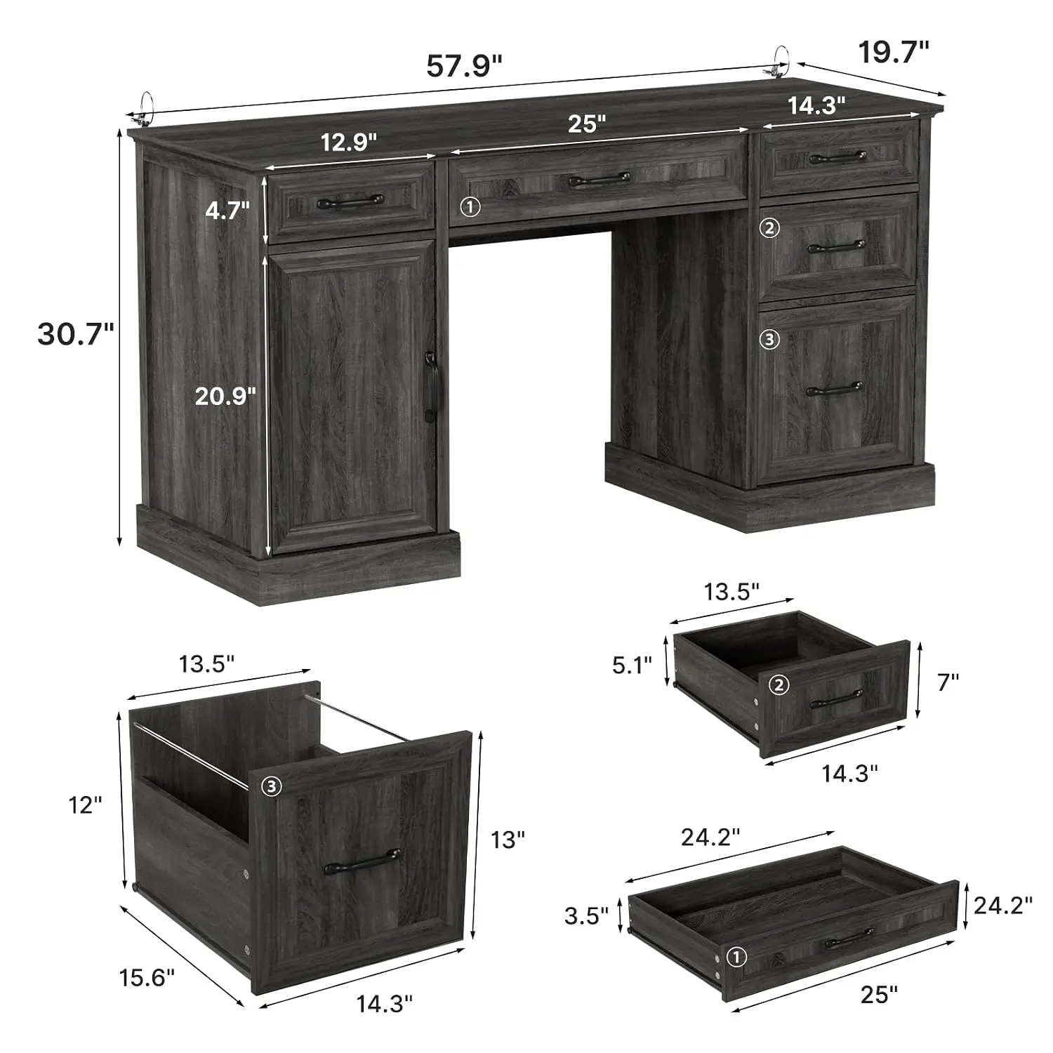 Farmhouse Executive Desk 58