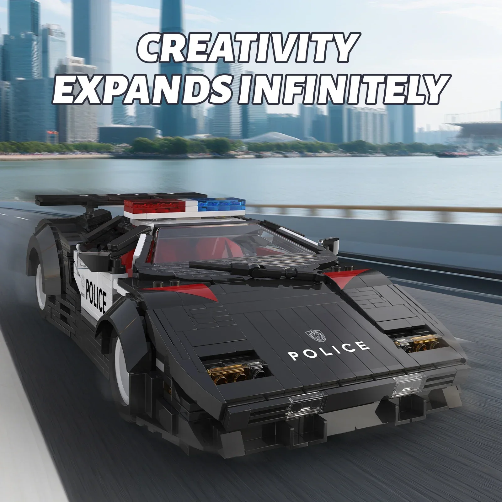 1383 個警察テクニカルレーシングカービルディングブロック市スポーツカーモデルレンガデスクトップ装飾品子供の知育玩具ギフト