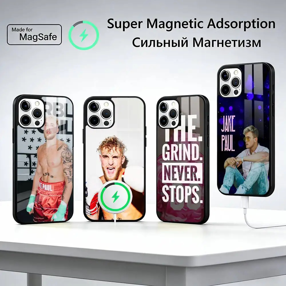

Boxing Star J-Jake Paul For Magsafe Phone Case for iPhone 17 16 15 14 13 12 11 Series Wireless Charging