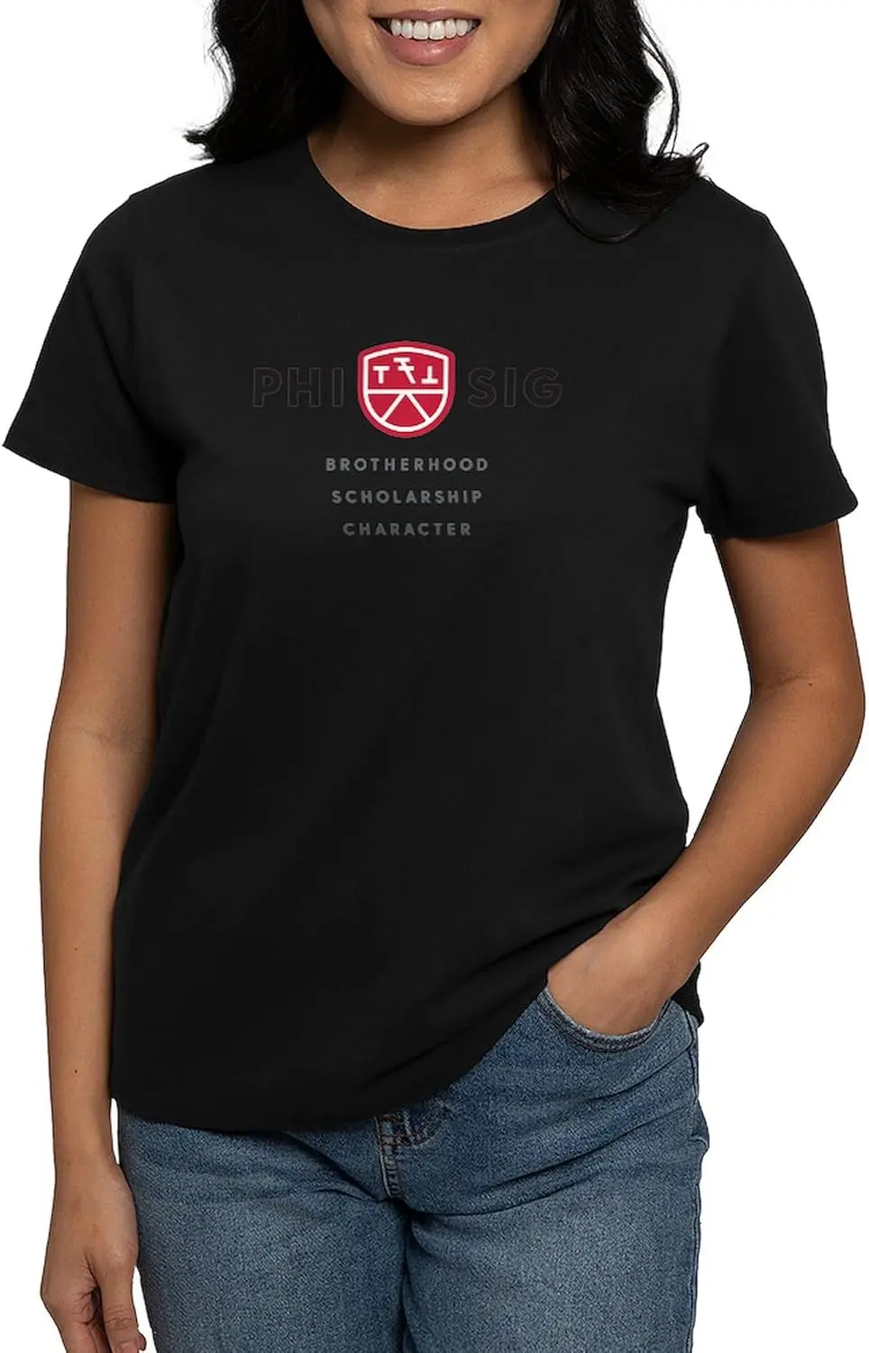 

Футболка CafePress Phi Sigma Kappa Cardinal Principles, женская хлопковая темная футболка