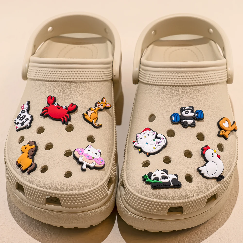 Cute Animals Shoe Decorações Pins, Cat, Panda, Cow Pig, Kids, Boy, Girls, Favor Gifts Acessórios, 1Pc