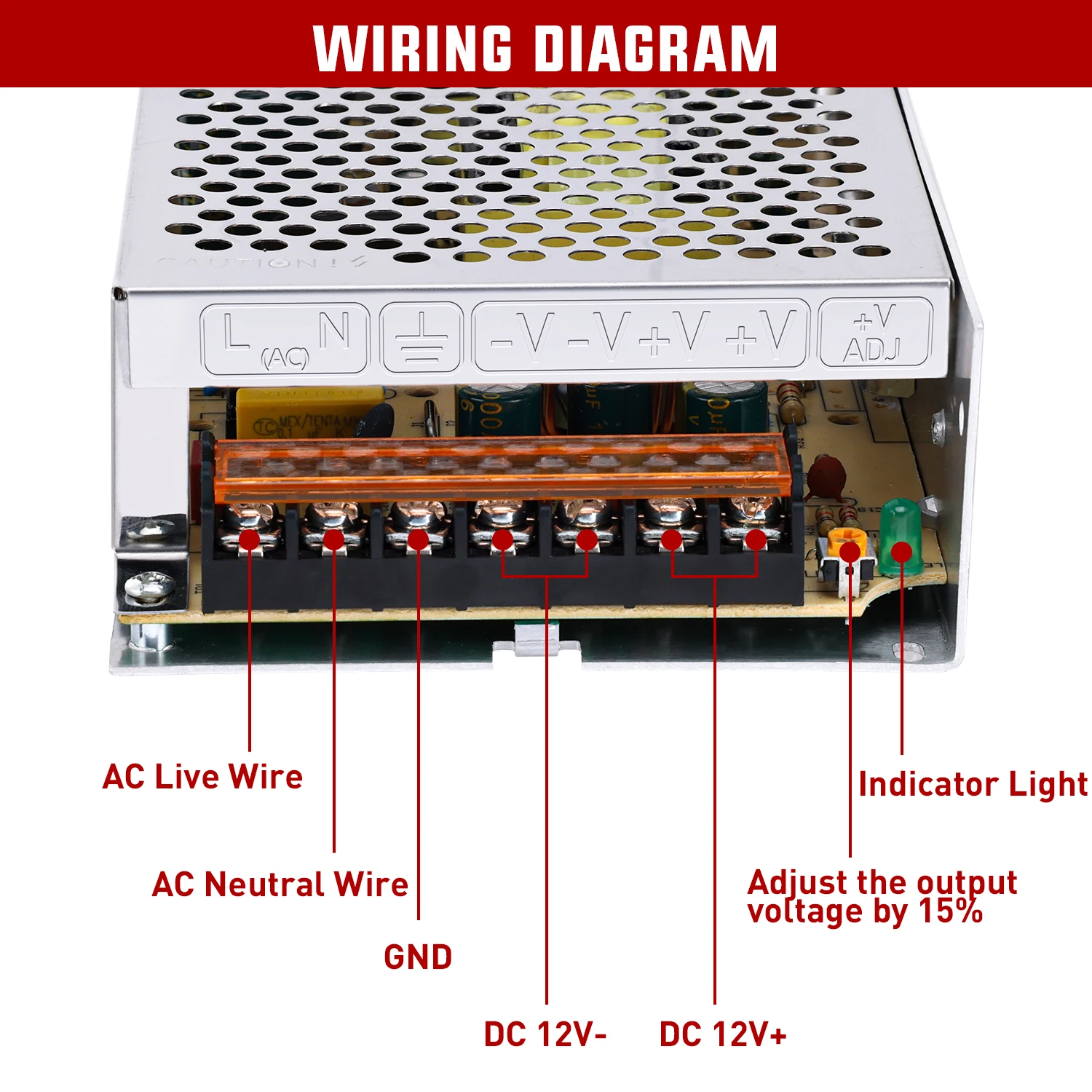 Nilight AC 110V/220V to DC 12V Voltage Converter 10A 120W Switching Power Supply Adapter Transformer Low Voltage Output LED Driver for LED Strip Light Radio CCTV Camera Security Video System view 3
