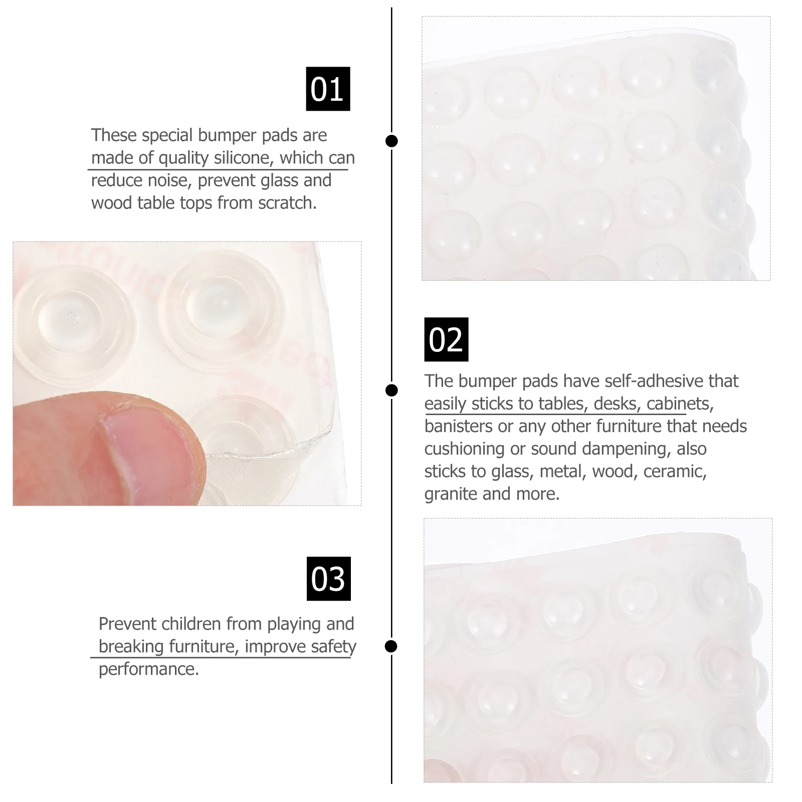 

250Pcs Clear Silicone Anti Slip Bumpers Pad Cabinet Door Stopper Pads Sound Dampening Buffer Pads for Furniture Protection