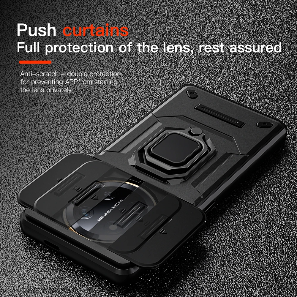 KEYSION Shockproof Case for HONOR X9c 5G Magic7 Lite 5G Slide Camera Lens Protection Ring Stand Phone Cover for Honor X60 Pro 5G