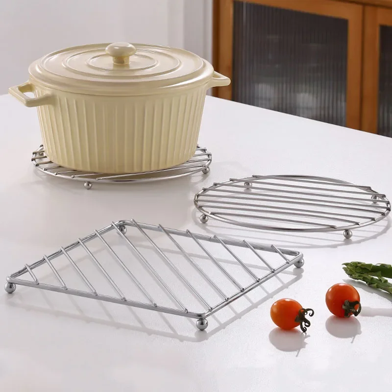 

Stainless Steel Coaster Set - Thickened Heat Insulation Pad for Kitchen Table, Pot Holder, Dish Mat, Steamer Rack, Cooling Grid