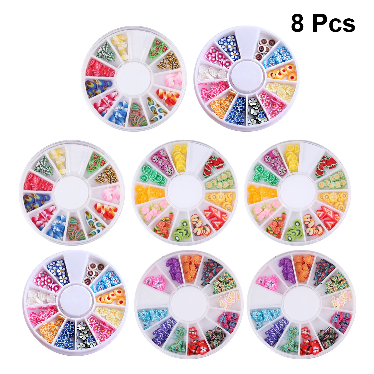 

Soft Ceramic Fruit Pieces Nail Art Jewelry for Natural Artificial Nails 8 Boxes Child DIY Manicure Supplies Lightweight Durable