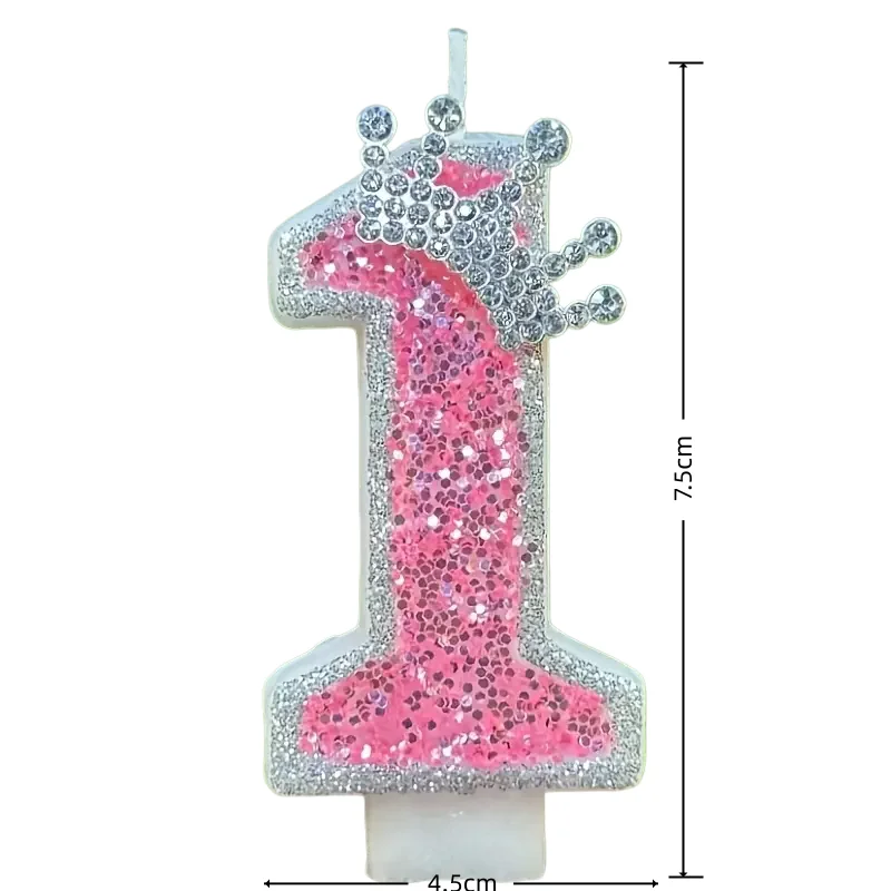 New 0-9 Number Birthday Candles Original Silver Edged Crown Birthday Cake Digital Party Anniversary Candle