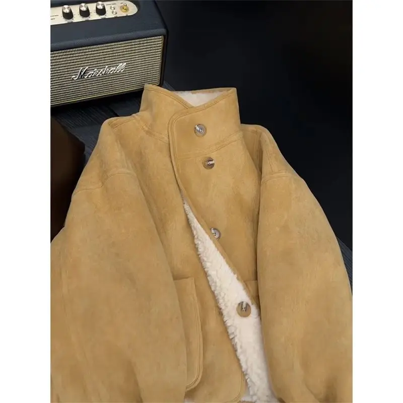 Shearling Coat Women Winter - Double Faced Fur Jacket with Quilted Lining, Y2K Luxury Casual Outerwear, Brightening Effect Versa