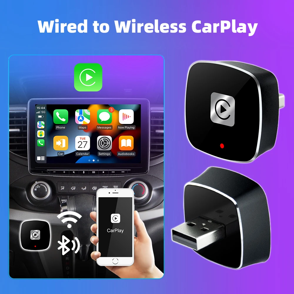 

Проводной и беспроводной Carplay для Android iPhone 2in1 Box Беспроводной адаптер Smart Plug and Play Dongle Bluetooth WiFi Быстрое подключение