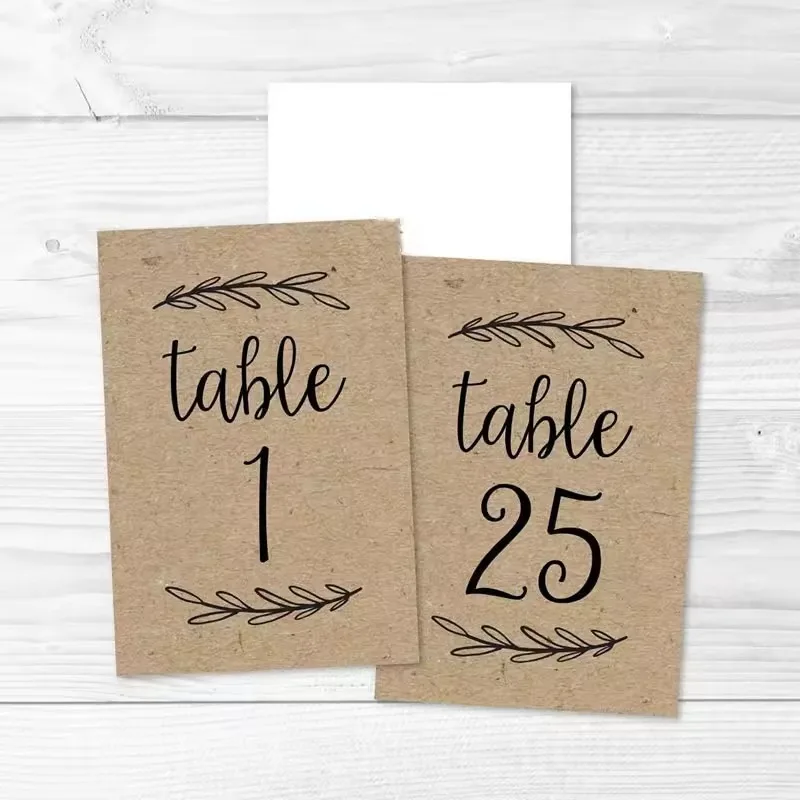 Custom Table Number Cards | Double-Sided | Centerpiece Decoration | Rustic Kraft Table Numbers