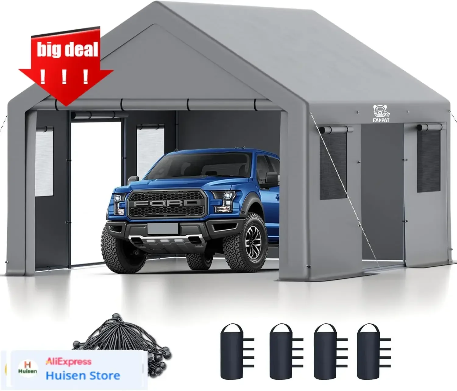 Durable 13x20 Ft Heavy Duty Carport, Waterproof & UV Protected Carport With Reinforced Steel Frame, All-Weather Outdoor Shelter