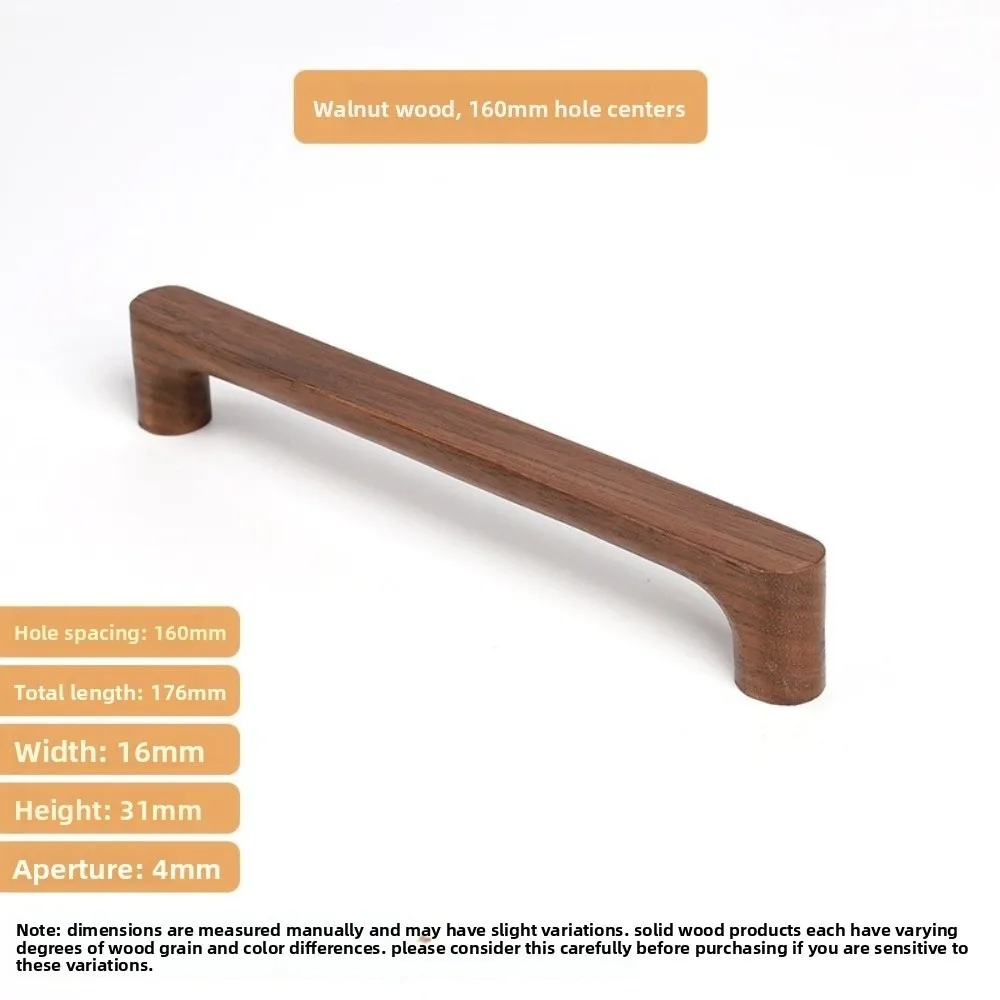 

Nordic Style Cabinet Handles Walnut Wood Eco-Friendly Drawer Pulls Rounded Edges 96mm Wardrobe Handles Interior Design