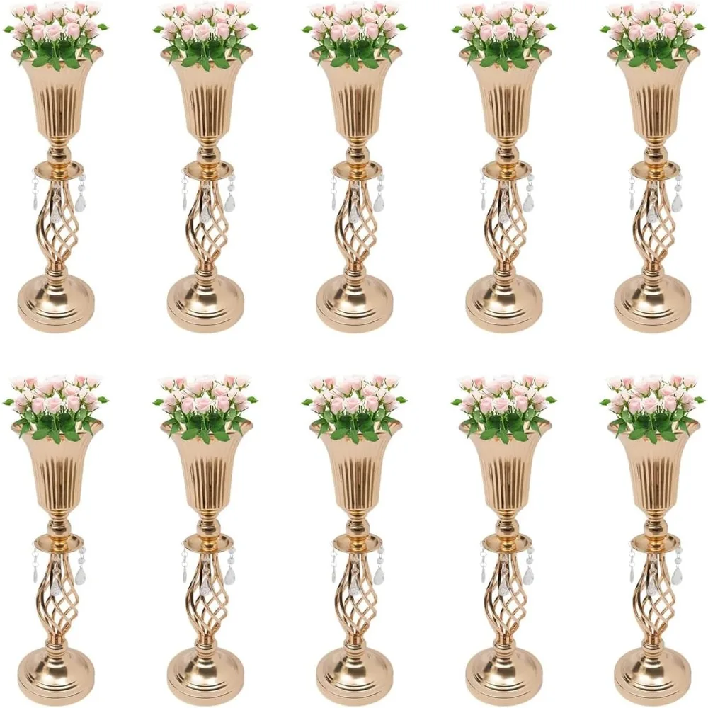 10 Pcs Wedding Centerpieces Vase, 20.1'' Tall Flower Table Centerpieces, Flower Vase Stand with Acrylic Crystals