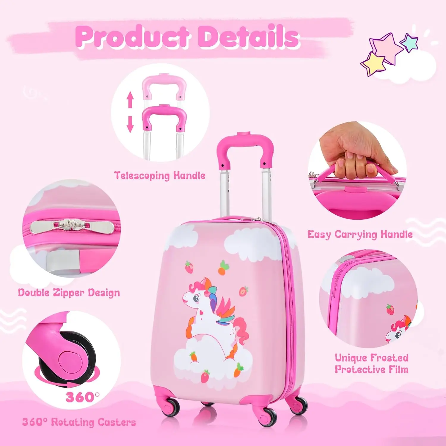 2 Pcs Kids Luggage Set, 16