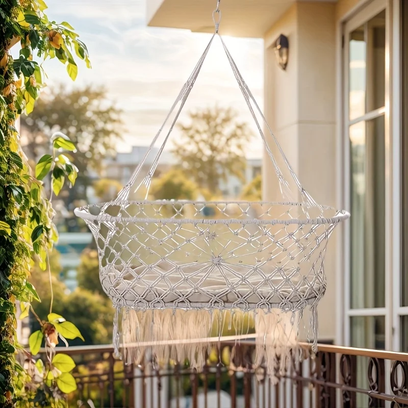Macrame Baby Swing Chair Baby Swing Outdoor Indoor Infants & Toddler Hanging Rope Baby Gift Handmade Crochet Hammock Swing
