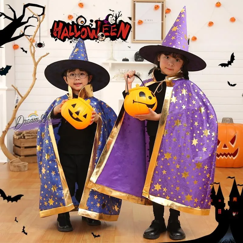 

Детский костюм на Хэллоуин для мальчиков: плащ ведьмы, реквизит для выступлений, одежда для детского сада, наряд для шоу