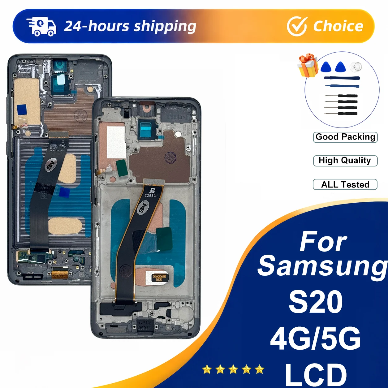 Super TFT For Samsung Galaxy S20 4G LCD Display Touch Screen Digitizer Assembly With Frame For Samsumg S20 5G Replacement Parts