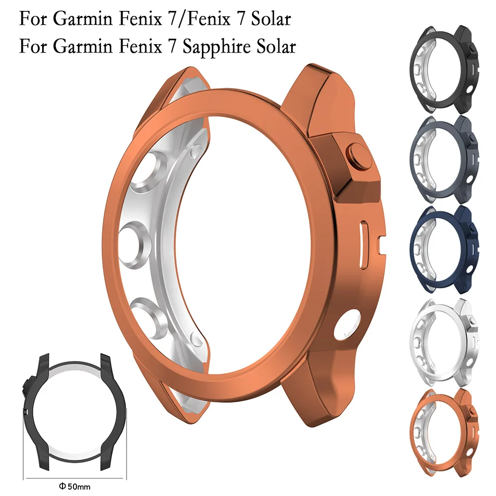 Cover For Garmin fenix 7 7X 7S/Fenix7X 7S Sapphire Solar Silicone Smart Watch Protector Shell Edge TPU Plating Protection Sleeve