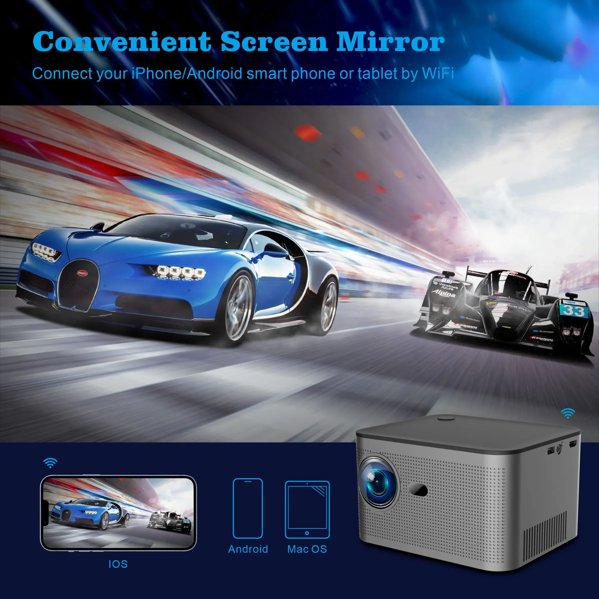 HY350 Projector Android 11 4K 1920*1080P 580ANSI Wifi6 Voice Control Allwinner H713 Electronic Focus BT5.0 Home Cinema Projetor