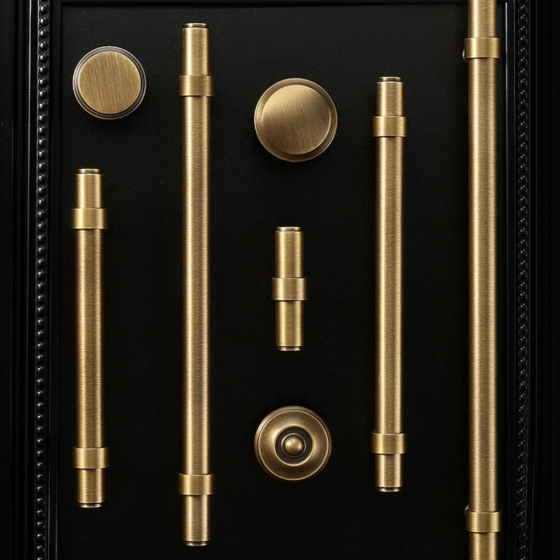 Vintage Brass Cabinet Handles Set - Classic Bar Drawer Pulls with Double Hole Design, Timeless Furniture Hardware for Kitchen