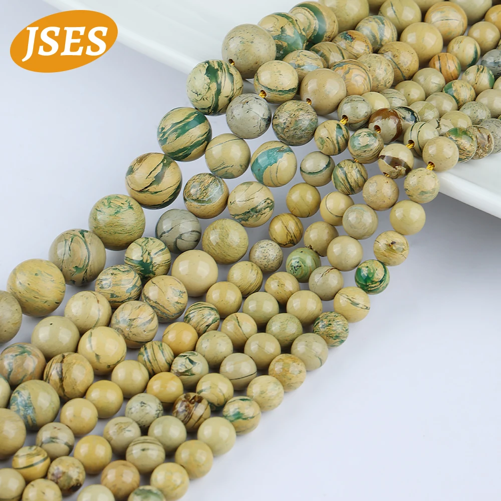 Natural Green Dragon Jasper Stone Spacer Loose Beads for Jewelry Making Bracelet Necklace DIY Gifts Accessories Charms  6/8/10mm