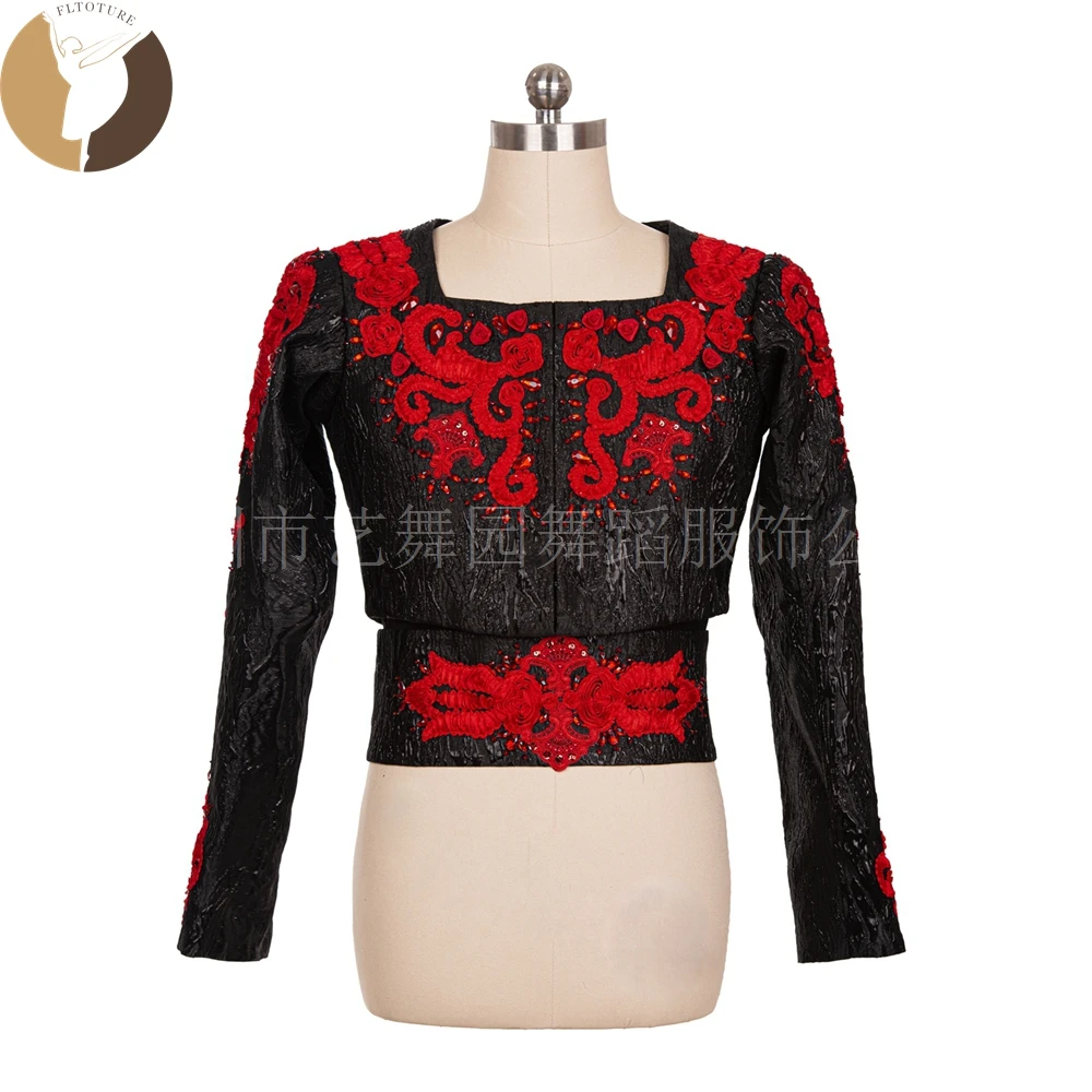 

FLTOTURE High Quality Classical Black And Red Man Ballet Don Quixote Basil Variation Act I Spanish Professional Male Jacket