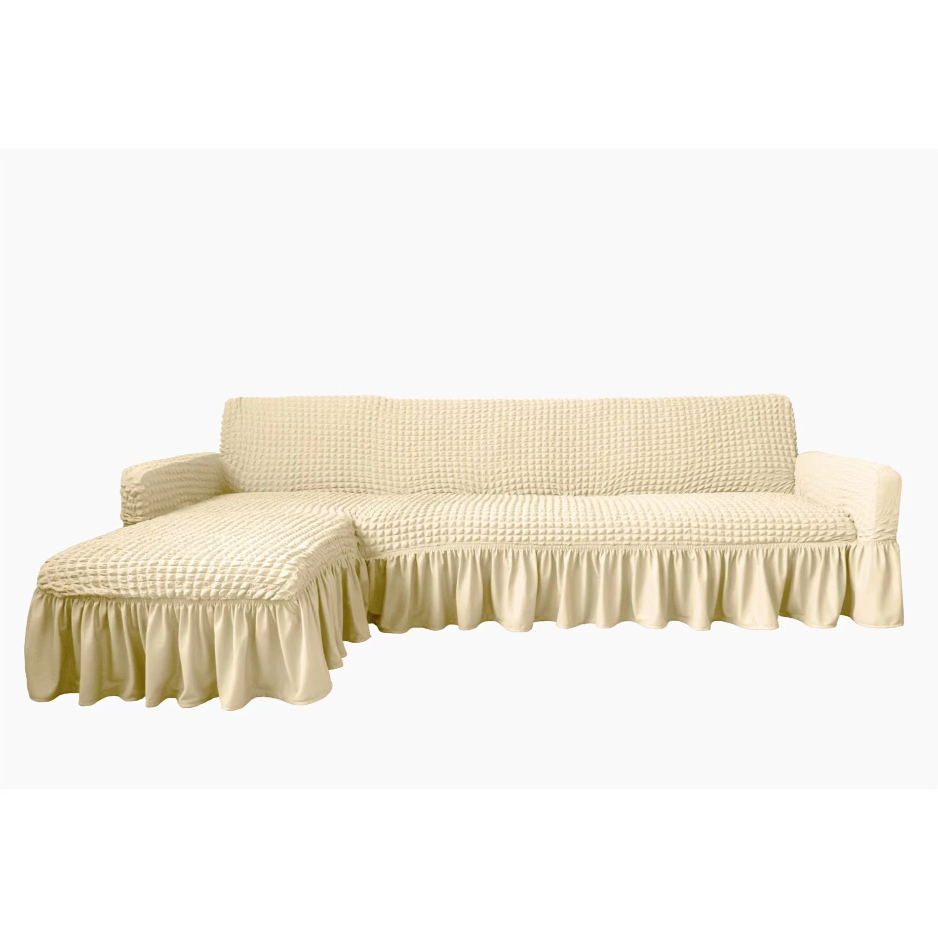 

Wholesale Home Decoration modern spandex L shape sectional sofa slipcover 3seater 5seater 7seater stretch sofa cover with skirt