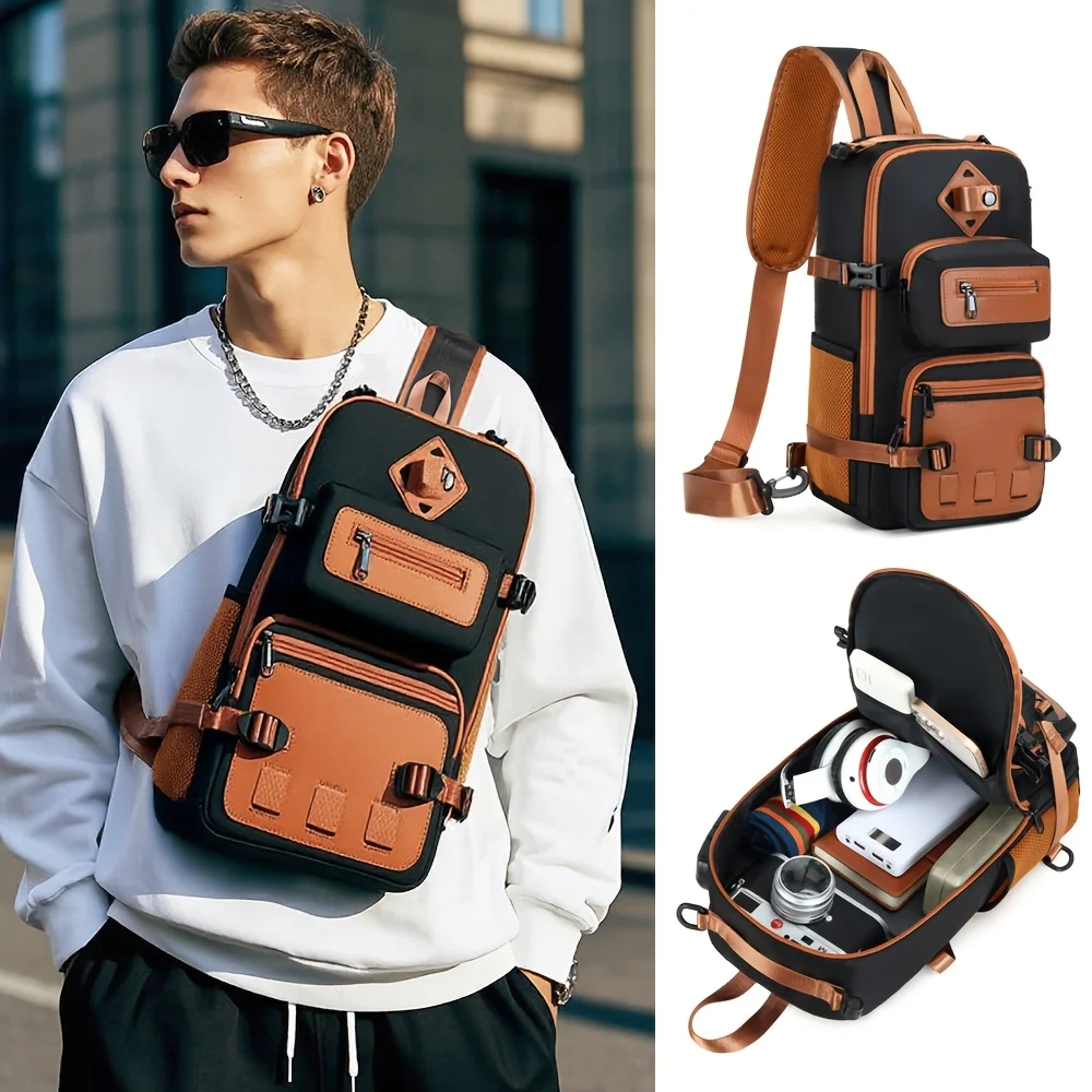 

Men'S Waterproof Sports Chest Bag Multifunctional Tactical Belly Bags Men Single Shoulder Crossbody Bag Male Anti-Theft Packs