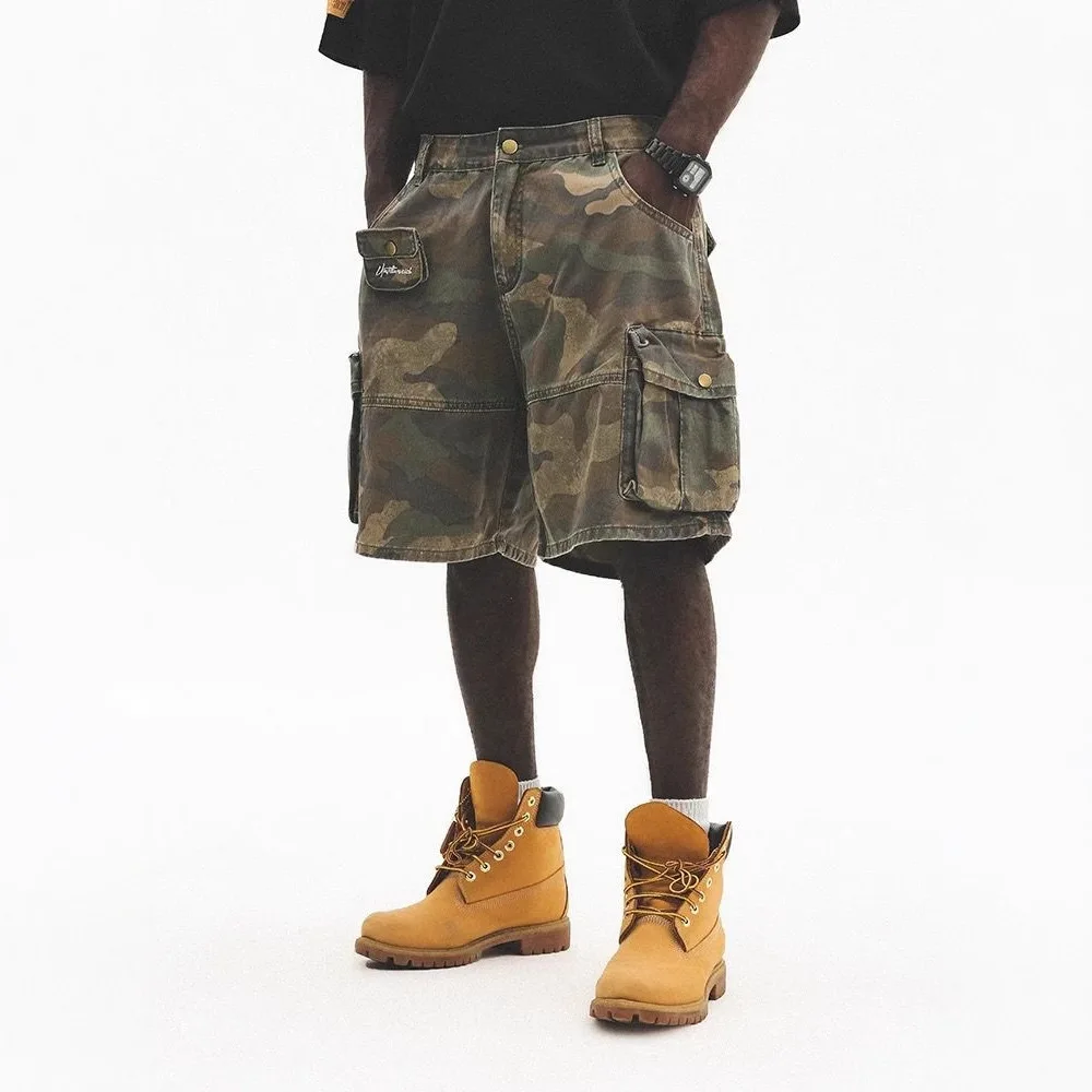Denim High Street Camouflage Shorts Men's 2026 Summer Loose and Versatile Five-point Casual Shorts