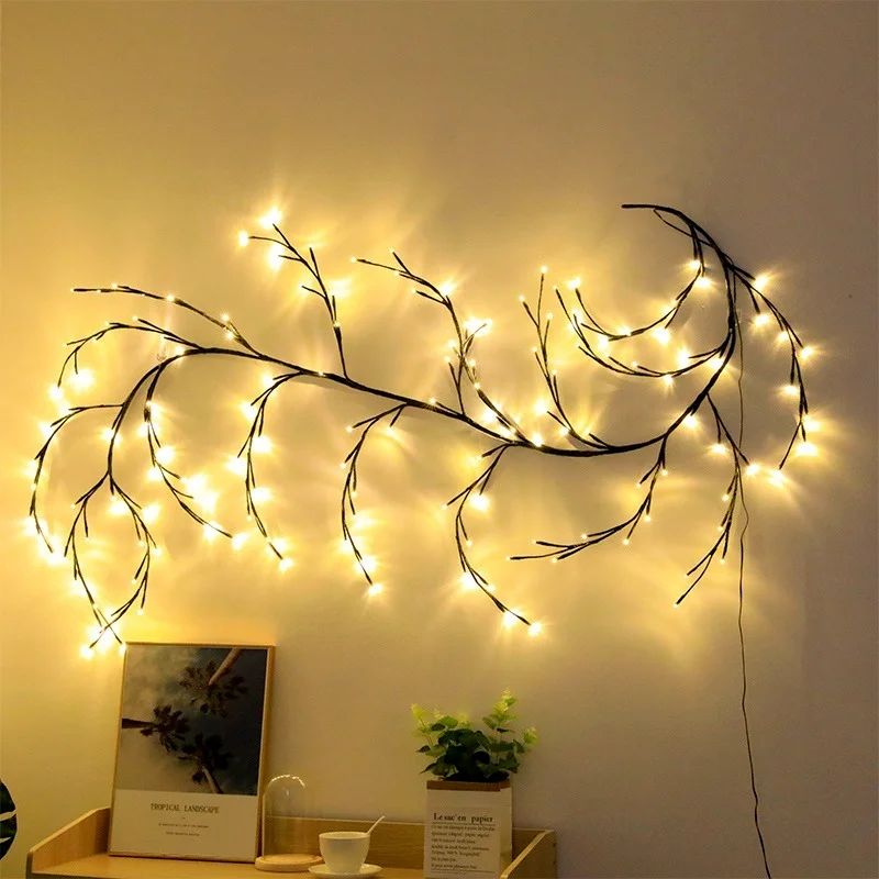 Christmas Decorations Artificial Plants Vine Tree Willow Rattan Lights 144 LED Wall Bedroom Living Room Valentine\'s Day Decor