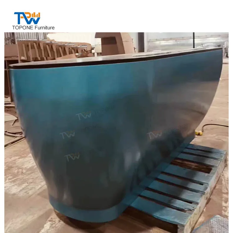 Mesa de recepção de superfície sólida de formato oval personalizada