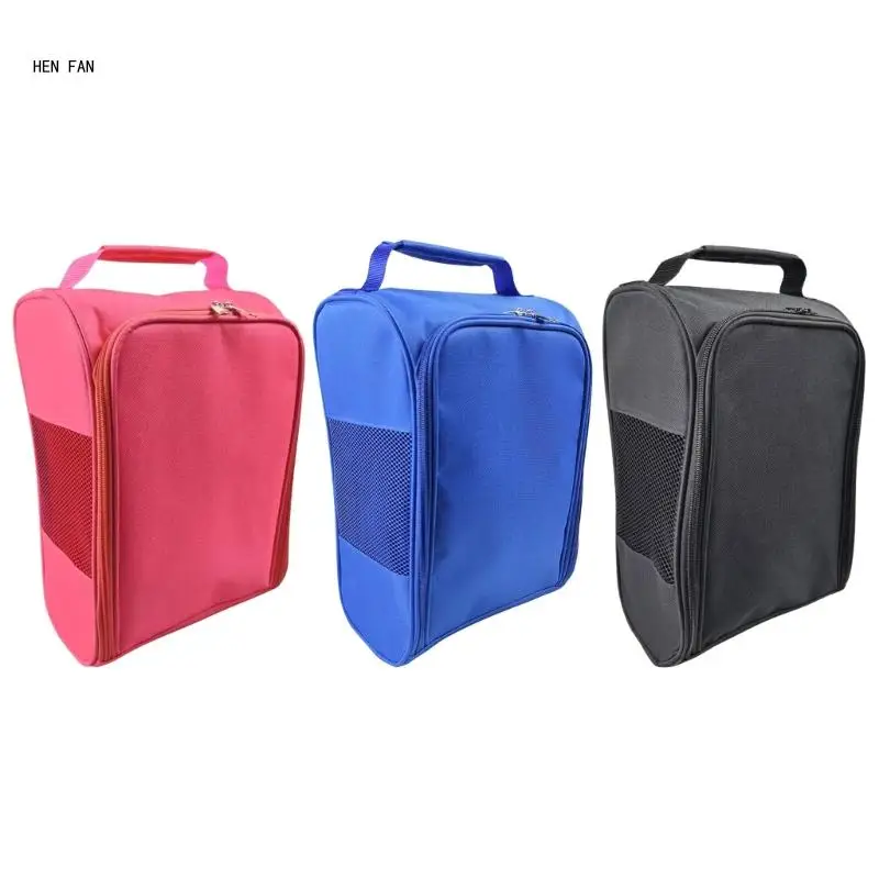 Portable Golf Shoe Bag Zippered Shoe Bag with Ventilation Sports Shoes Tote Bag Great Golf Gift for Men or Women M89D