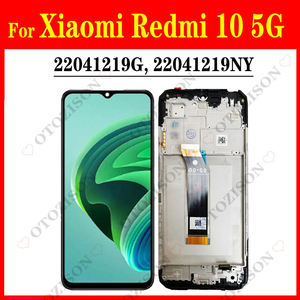 

Дисплей для Xiaomi Redmi 10 5G LCD с рамкой 22041219G 22041219NY, ЖК-экран, сенсорная панель, дигитайзер в сборе, запасные части