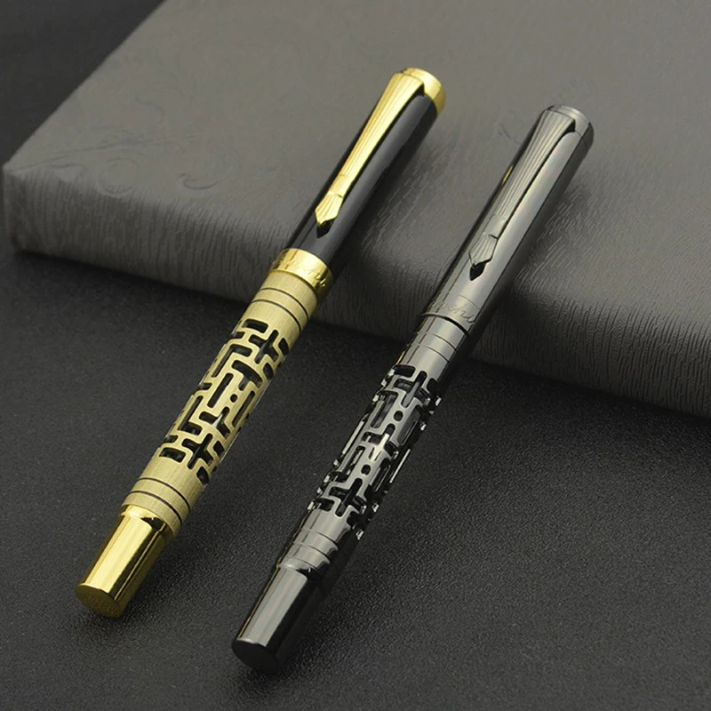 Retro Metal Hollow Iridium Fountain Pen 0.7mm Nib Teacher Student Writing Practice Pen Business Office Signature Pen