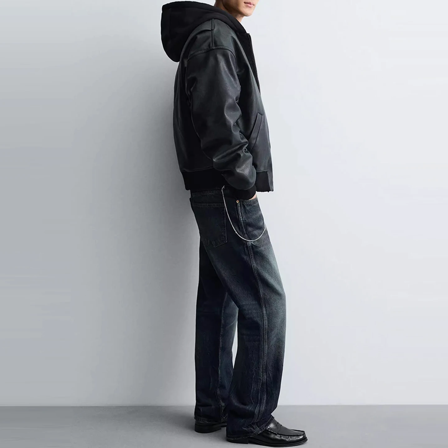 Faionable Allentato Giuntura Con Cappuccio Jaet Autunno 2025 Capispalla Personali Stand Fit Lungo Chiusura con Cerniera Bianca Casual