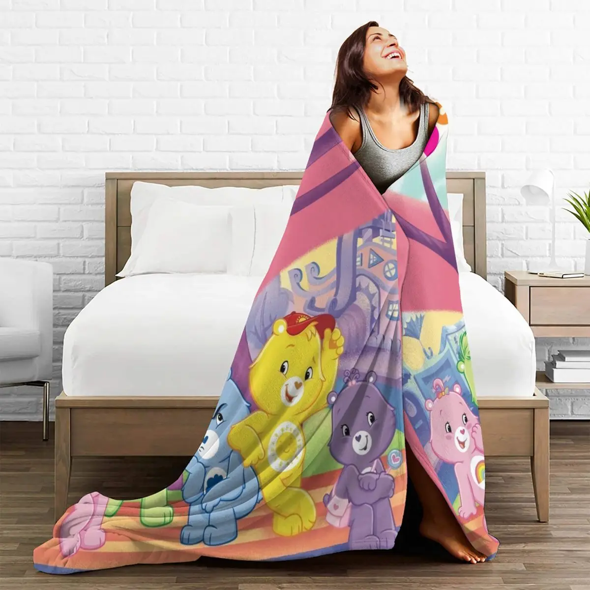 Warm Soft Blanket Decorative Care Bears Cloudy Throw Blanket Flannel Bedspread For Outdoor Fashion Sofa Bed Cover