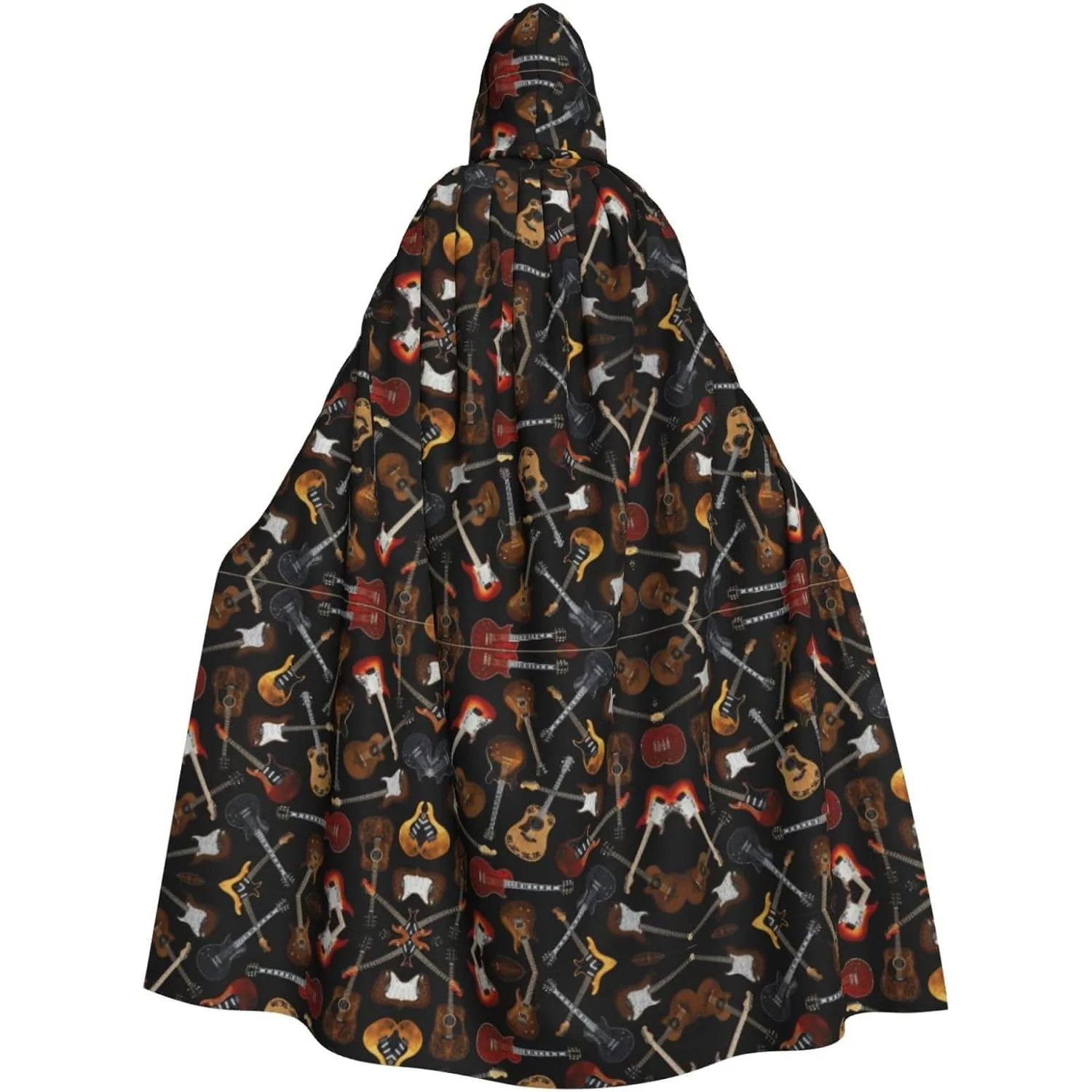 

Накидка с капюшоном и принтом гитар для взрослых, карнавальная фестивальная накидка, халат для косплея, костюм для вечеринки, готический карнавал