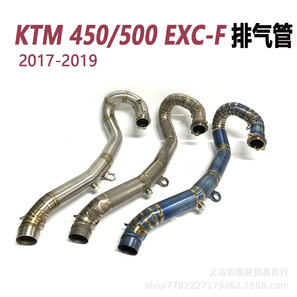 

Applicable to:Off-road KTM450 500EXC-F modified front section exhaust KTM450/500 titanium alloy front section 17-19