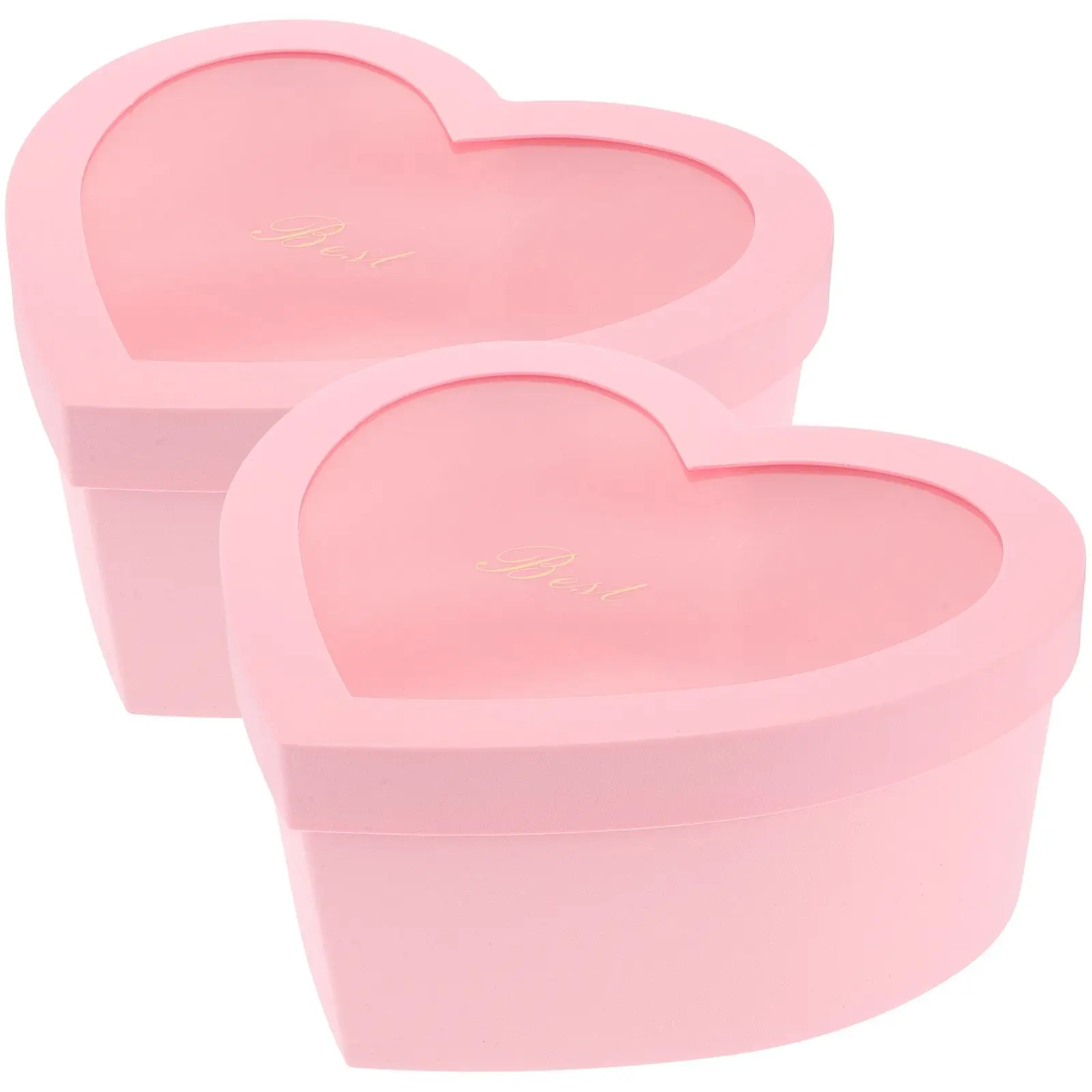 2 Pcs Heart Shaped Flower Boxes Transparent Window Empty Gift Storage Boxes Valentine Day Mother Day Decor Accessories Wind