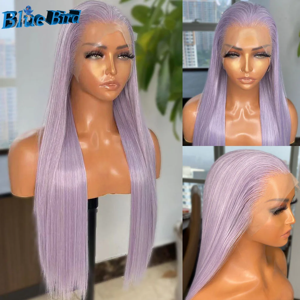 

Long Futura Glueless Half Hand Tied Wig Mixed Purple Silky Straight 13x4 Synthetic Lace Front Wig Heat Resistant Fiber Hair Wig