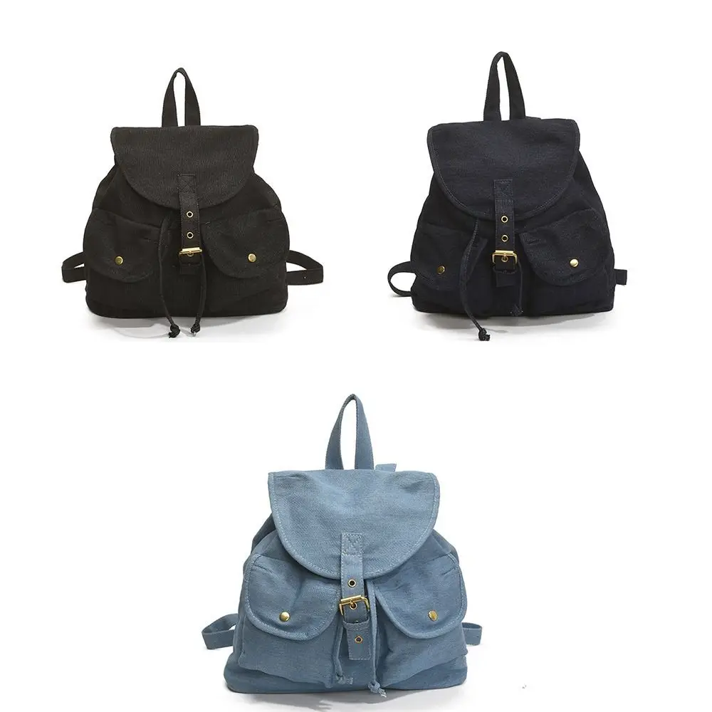 Korean Style Denim Drawstring Backpack Large Capacity Multi-pocket Oxford Cloth Shoulder Bag Versatile Waterproof