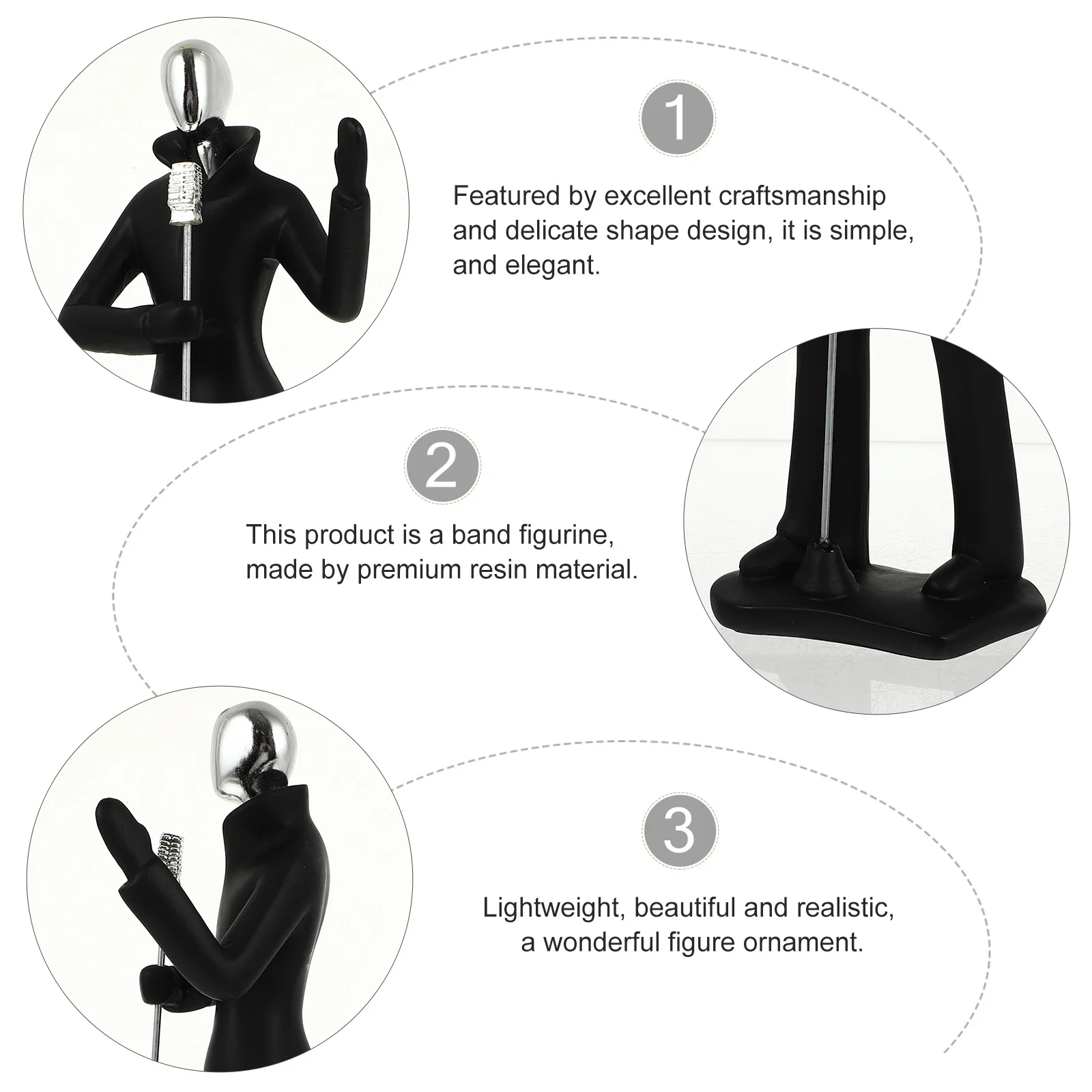 

1Pcs Musical Character Resin Ornament Home Office Desktop Decoration Modern Lead Singer Adornment Gift Souvenir