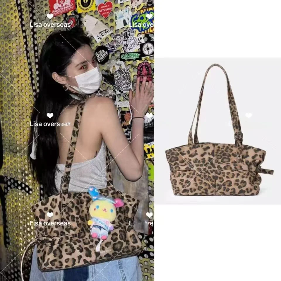 

Самоодух с леопардовым принтом, синяя сумка-тоут, повседневная шикарная сумка с магнитной застежкой, мягкая кожаная сумка для молодежи