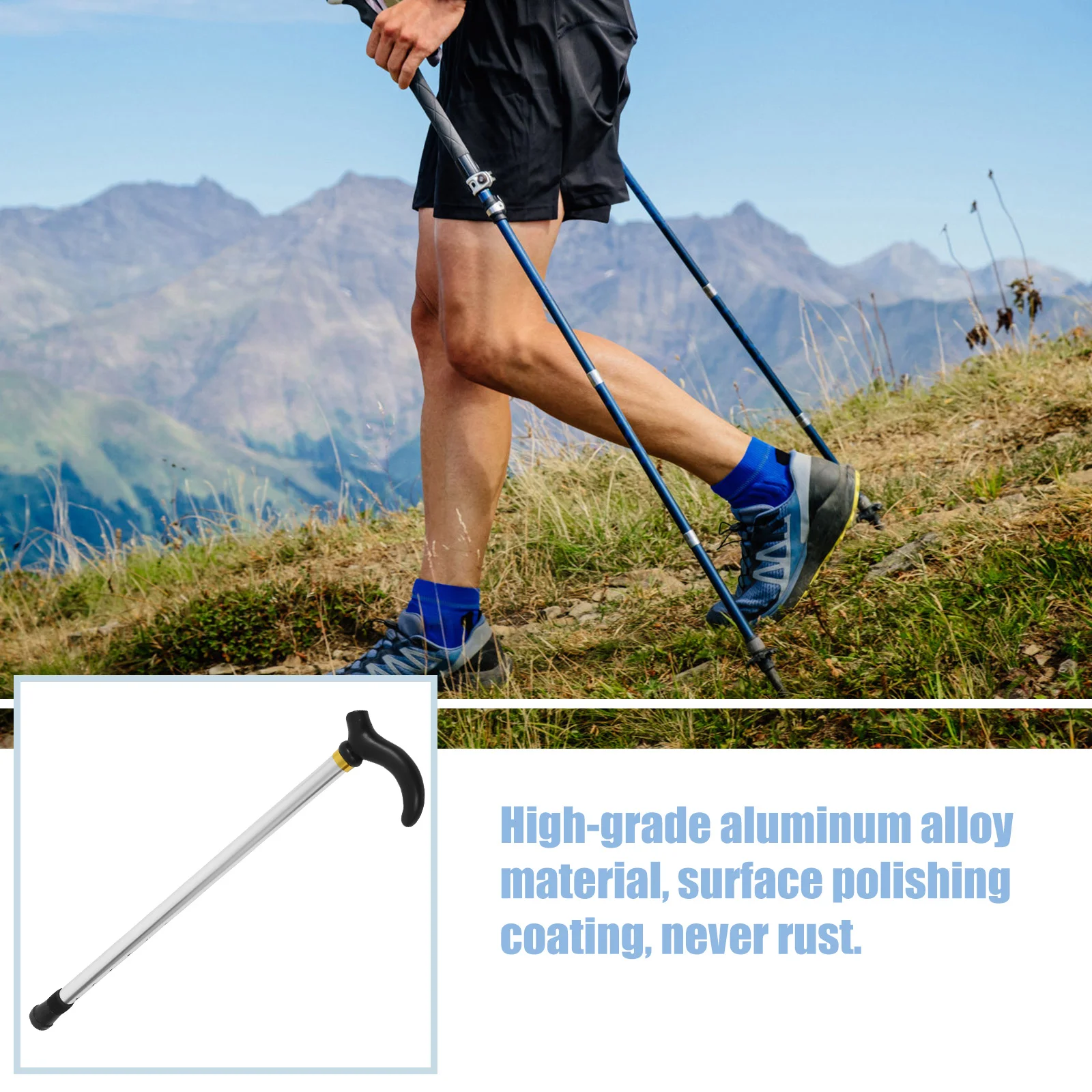 

Aluminum Alloy 2-Section Adjustable Walking Cane Anti-Skid Support Stick for Elderly Men Women Retractable Hiking Pole Stability