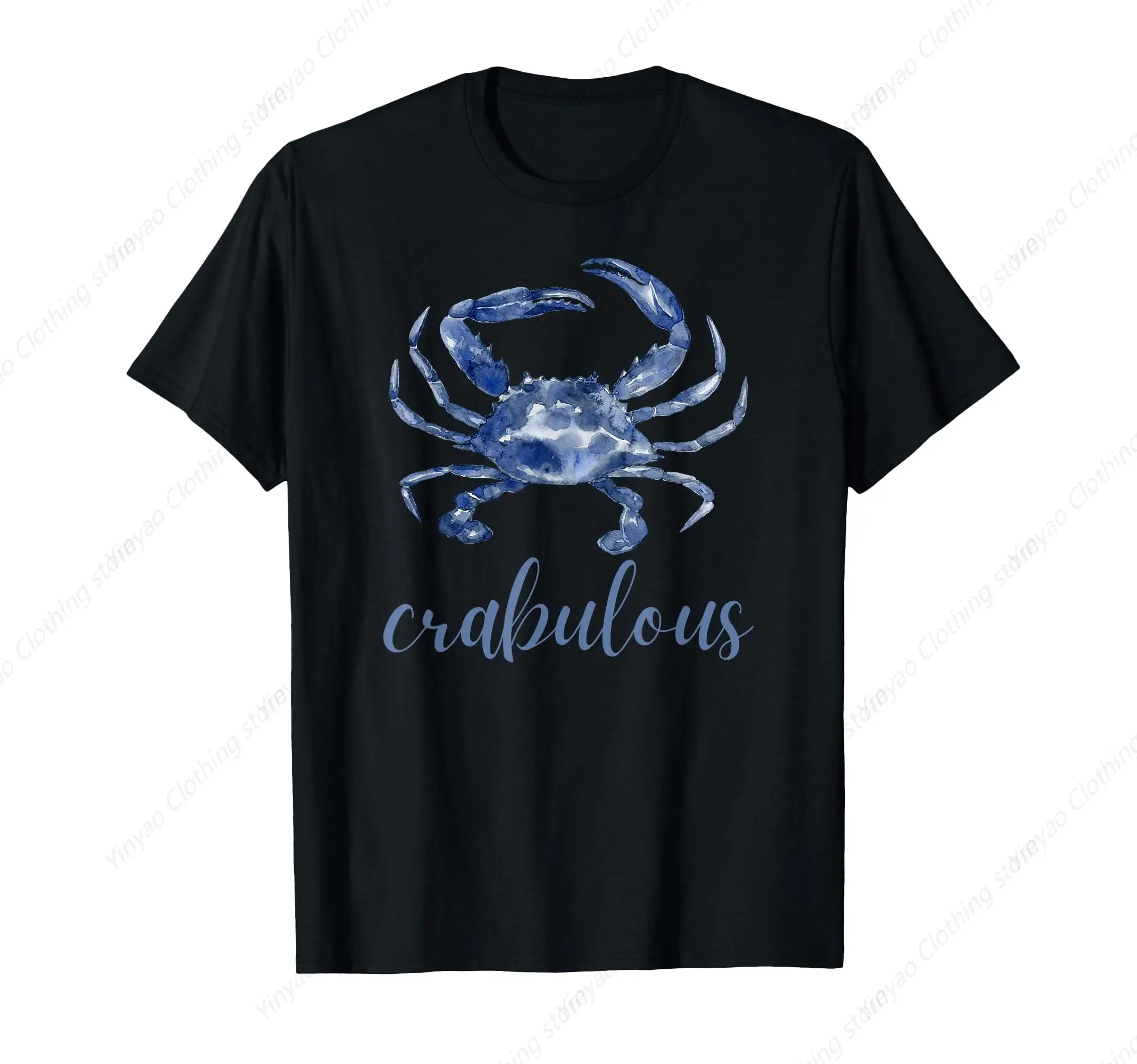 Marine life crab fun T-shirt for men and women personalized fashion daily casual short sleeved cotton top