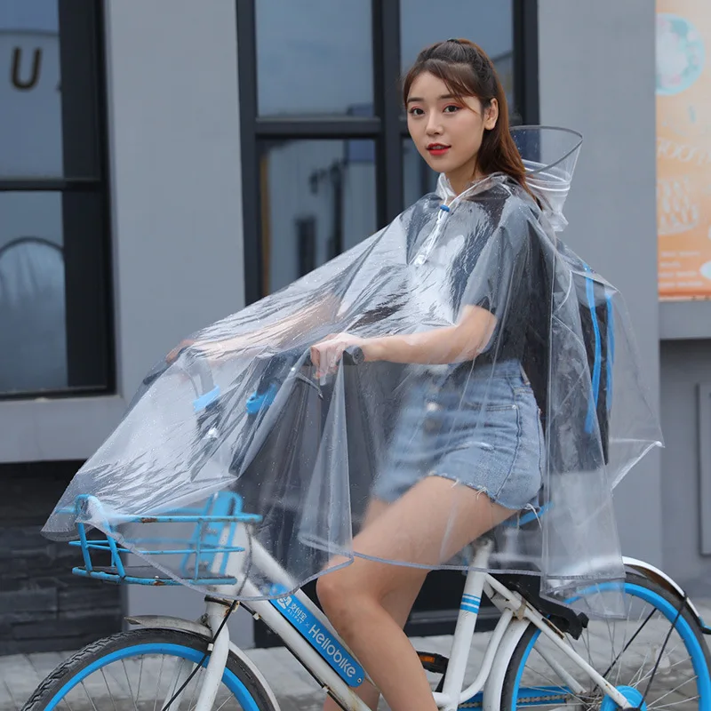 EVA Raincoat For Bicycle Cycling Poncho Bagpack Design Adult Rainwear Transparent Reflective Strip Wind-resistant Raincoat