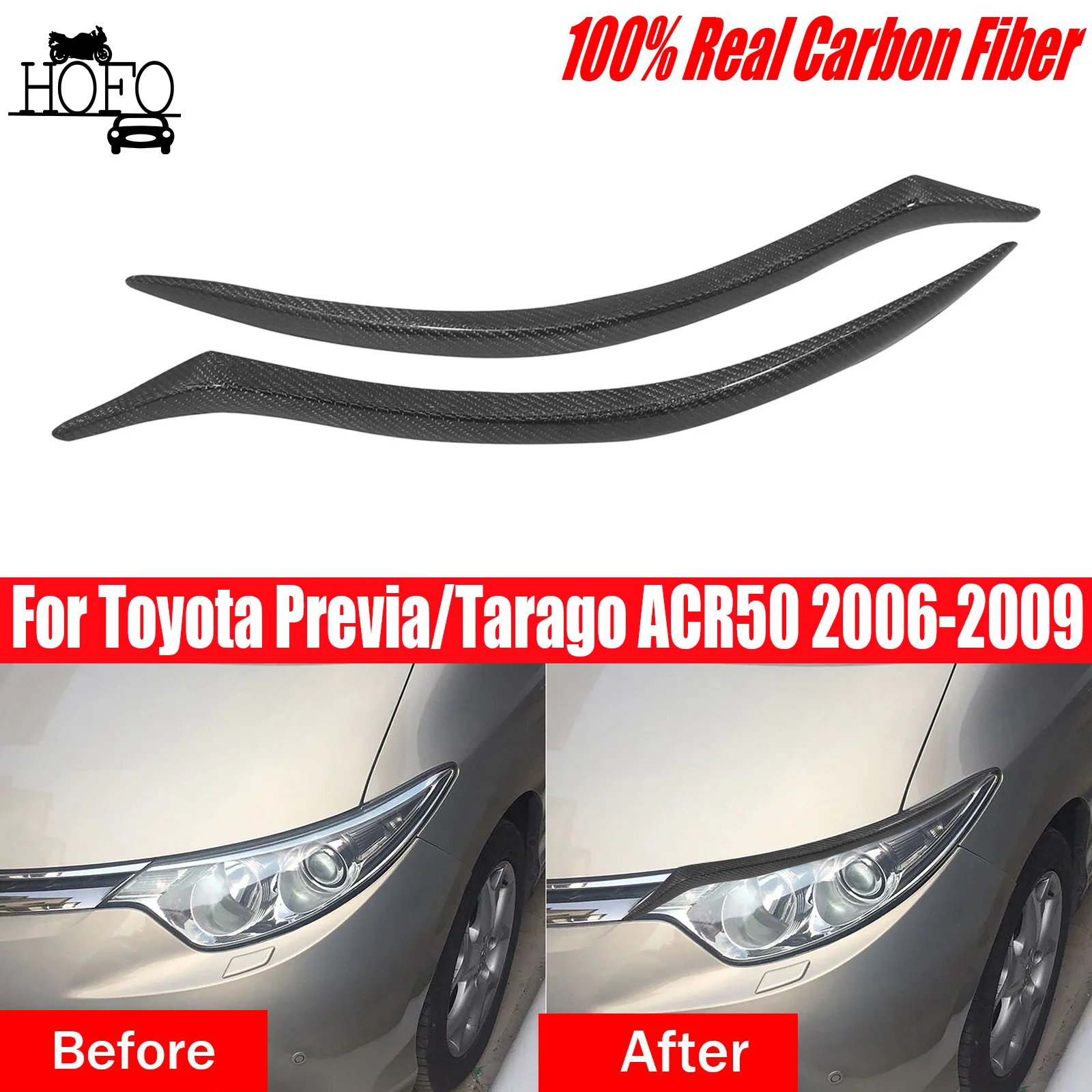 

Настоящие карбоновые передние фары, веки, отделка бровей для Toyota Previa ACR50 2006-2007 2008 2009