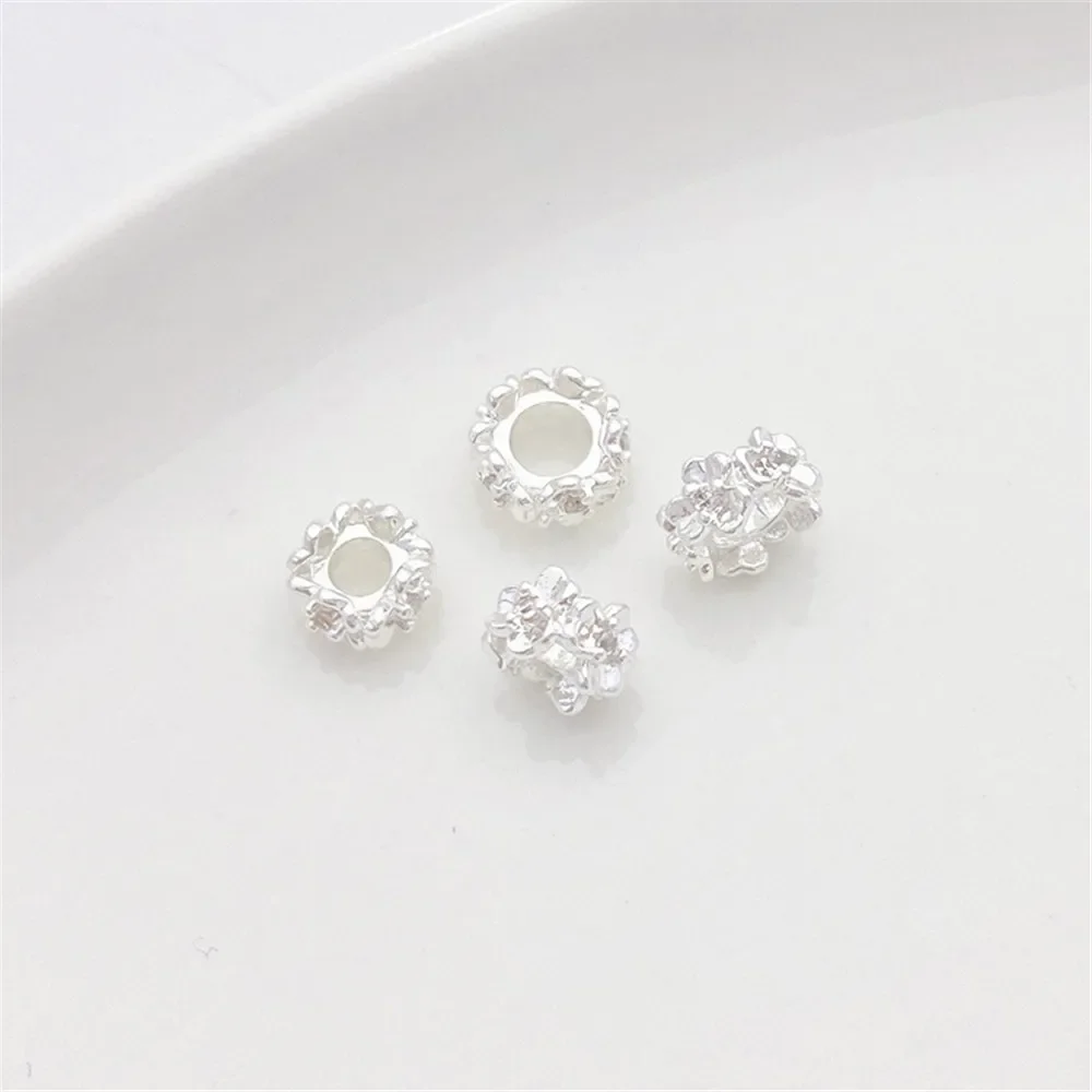 Confezione di anelli in zirconio argento spesso 925 con foro passante, distanziatore per perline, perline sciolte, bracciale con perline fai da te, accessori materiali per collane