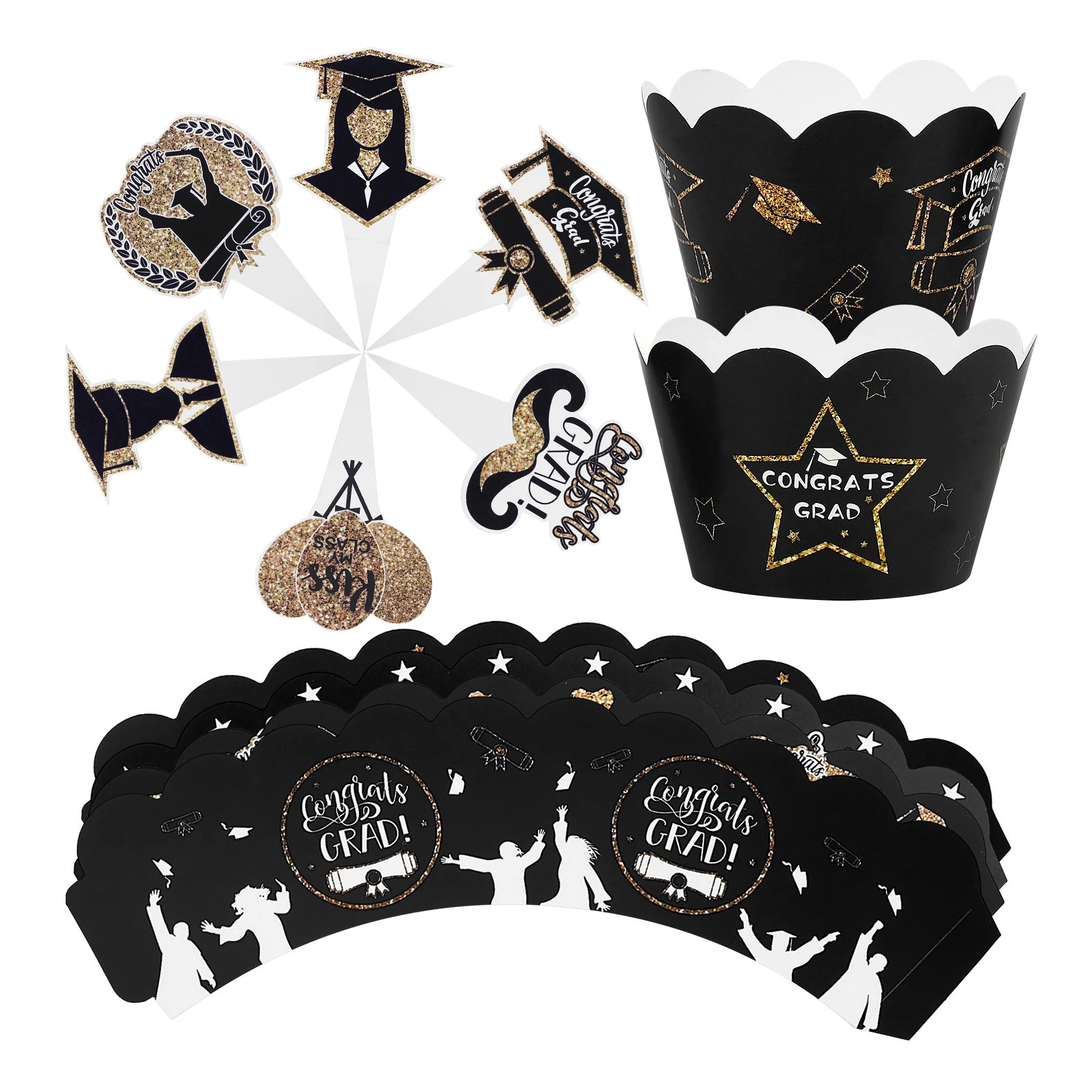 

1 set 1 Set Graduation Cake Decorations Cupcake Toppers Party Dessert Ornaments Baking Supplies Cake Picks For Graduation Party