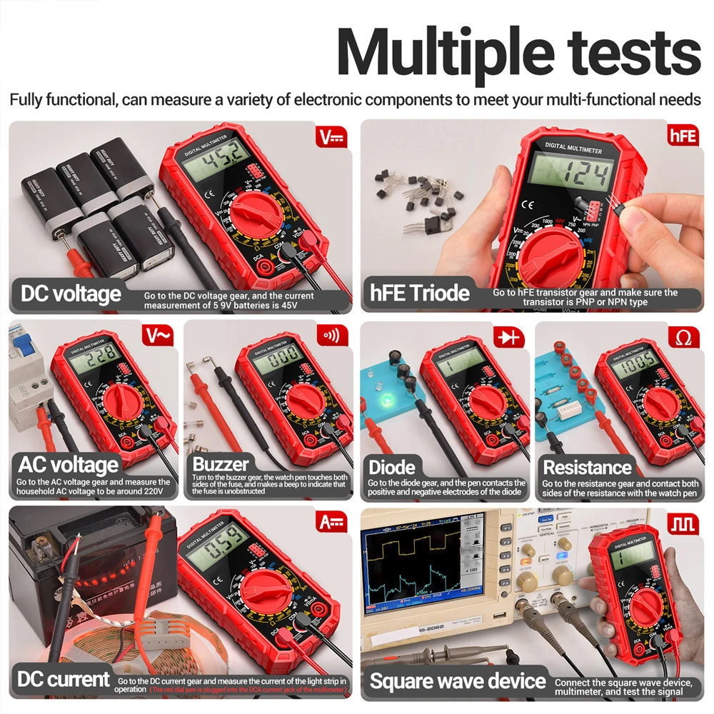 ANENG SZ308 Square Wave Digital Tester 1999 conta il multimetro HFE Triode Buzzer AC/DC Tensione 10A Multimetri di corrente strumento